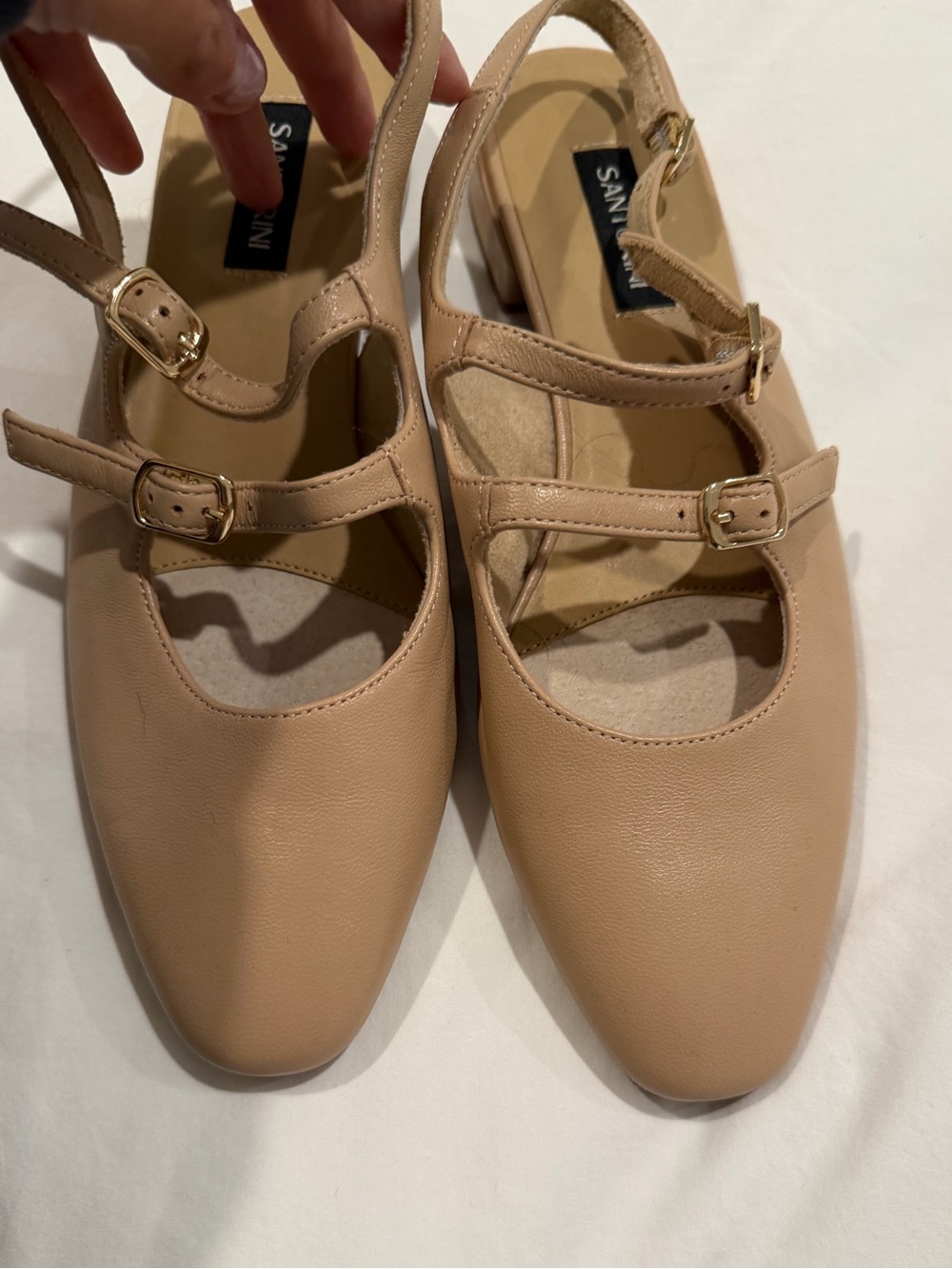 Santorini Nude Double-Strap Mary Jane Flats
